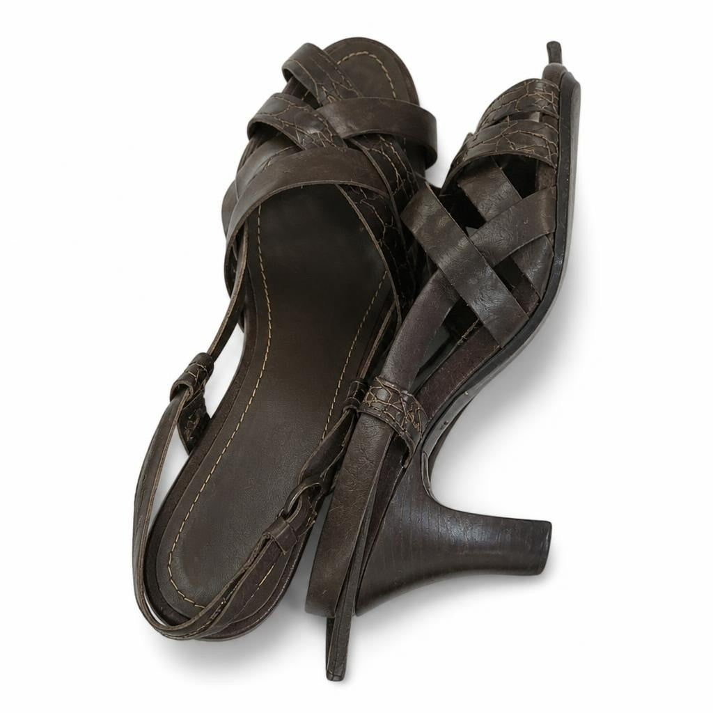 Aerosoles Brown Strappy Heeled Sandals - pre-loved at Why Go Less, Lebanon