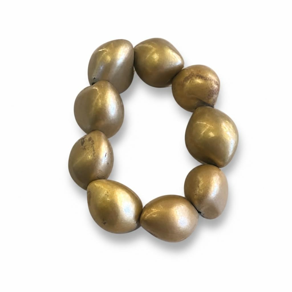Chunky Gold Painted Bead Stretch Bracelet - pre-loved at Why Go Less, Lebanon