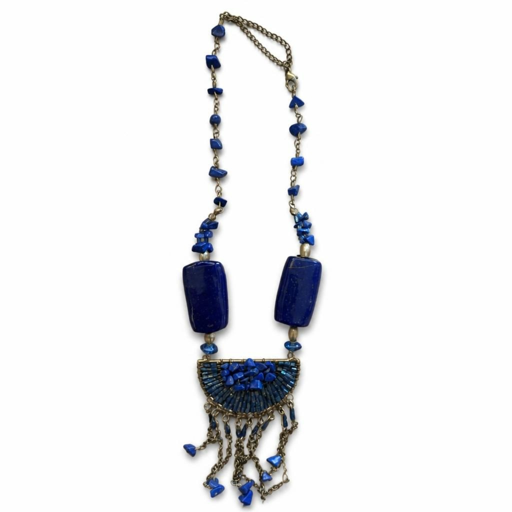 Lapis Lazuli Blue Statement Bead Necklace - pre-loved at Why Go Less, Lebanon
