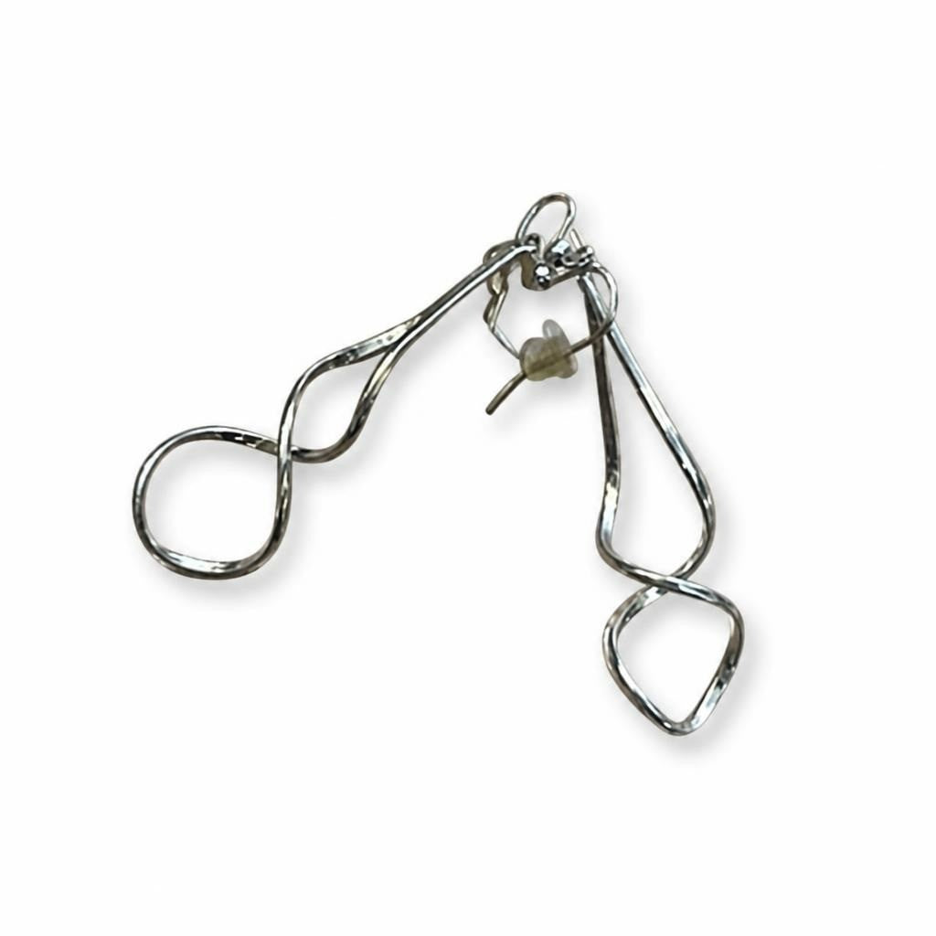 Silver Wire Twist Drop Dangle Earrings - pre-loved at Why Go Less, Lebanon