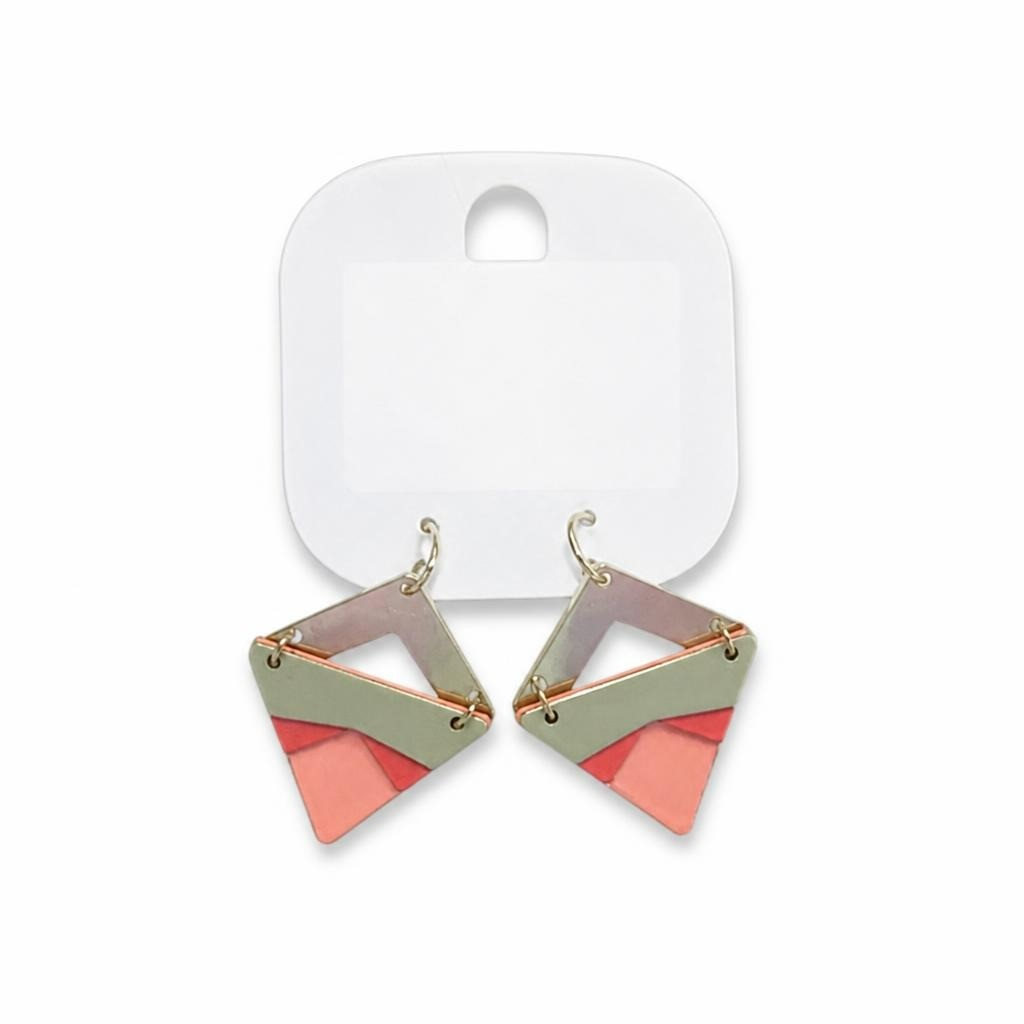 Promod Geometric Triangle Enamel Drop Earrings - new at Why Go Less, Lebanon