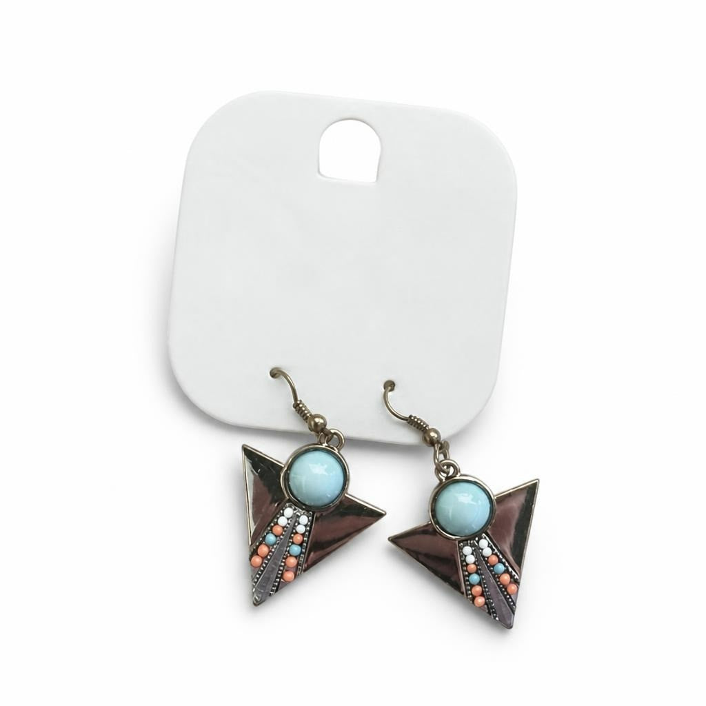 Promod Tribal Star Drop Earrings with Blue Cabochon - new at Why Go Less, Lebanon