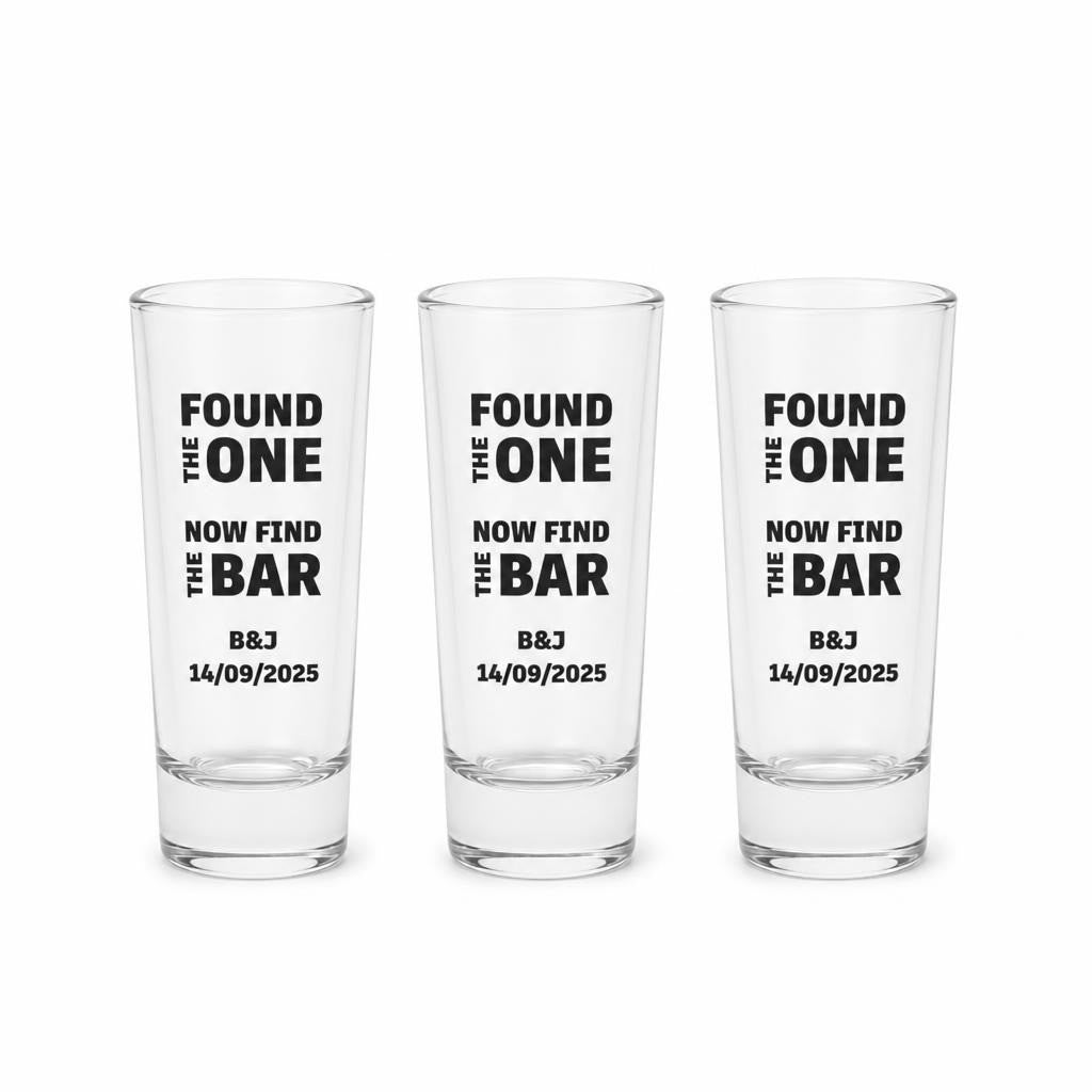 3 Custom Wedding Shot Glasses B&J 14/09/2025, X3 - pre-loved at Why Go Less, Lebanon