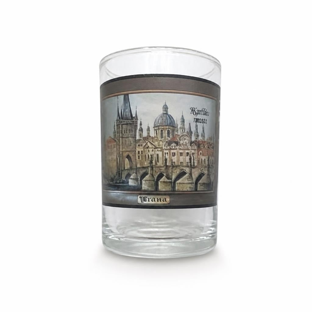 Praha Charles Bridge Souvenir Whisky Glass, Clear - pre-loved at Why Go Less, Lebanon