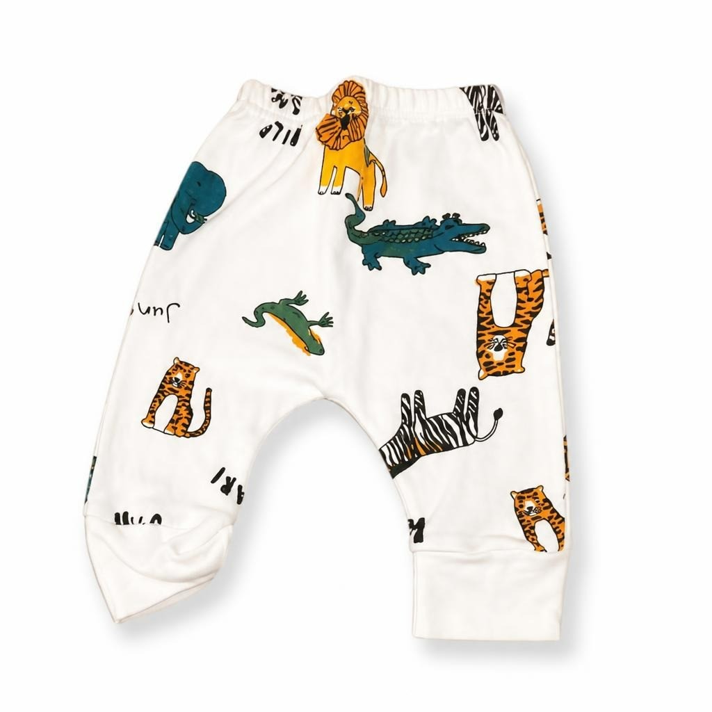 Baby Jungle Animal Print Harem Pants White - pre-loved at Why Go Less, Lebanon