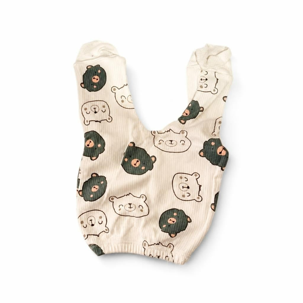 Baby Bear Print Sleeveless Romper White Green - pre-loved at Why Go Less, Lebanon