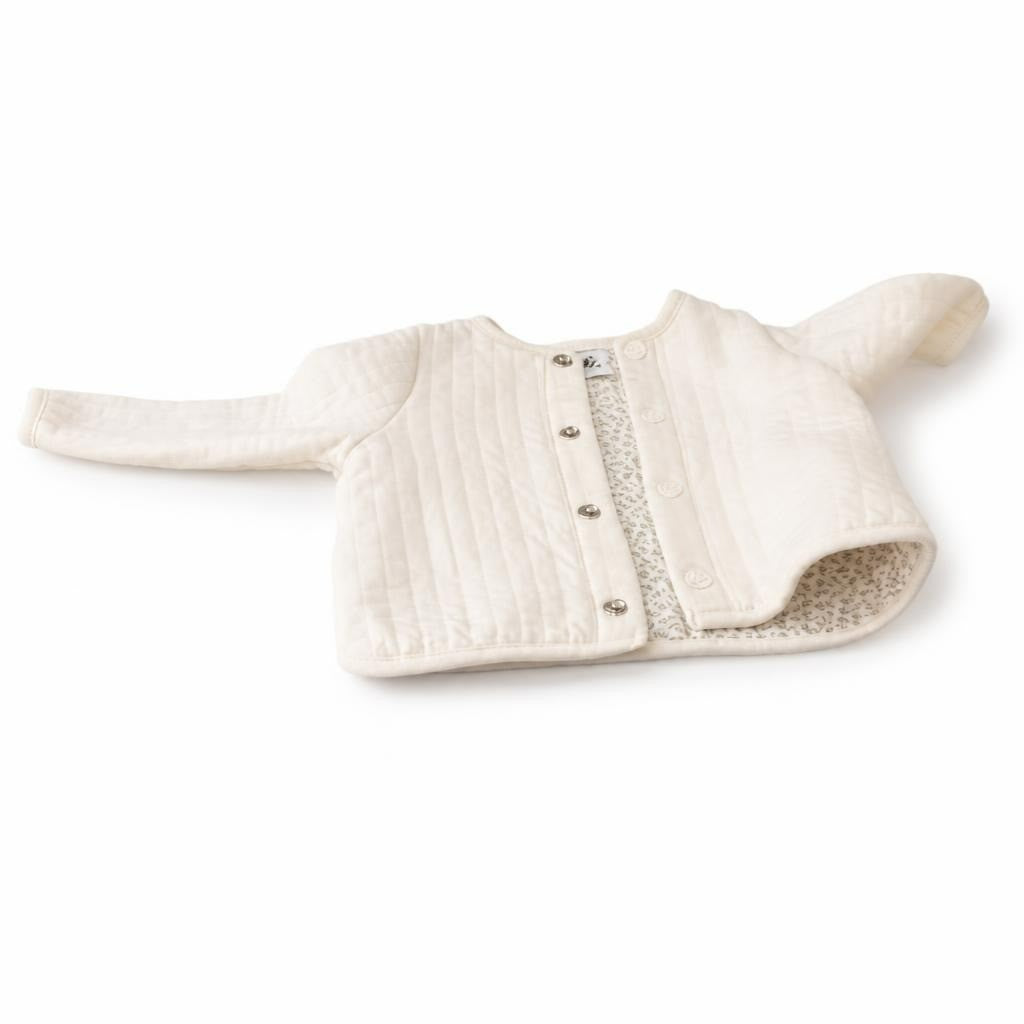 White Quilted Snap Baby Cardigan Jacket - pre-loved at Why Go Less, Lebanon