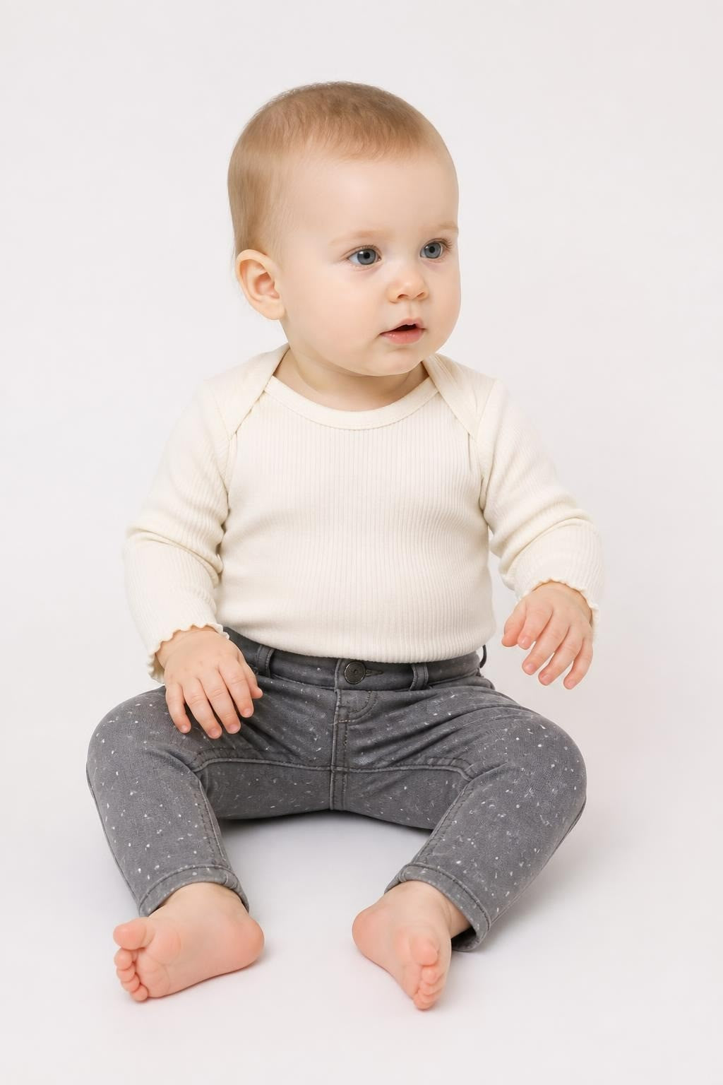 Gray Polka Dot Baby Pants - pre-loved at Why Go Less, Lebanon