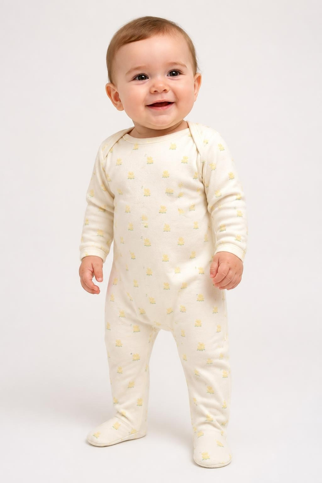 White Duck Print Baby Footed Sleepsuit - pre-loved at Why Go Less, Lebanon