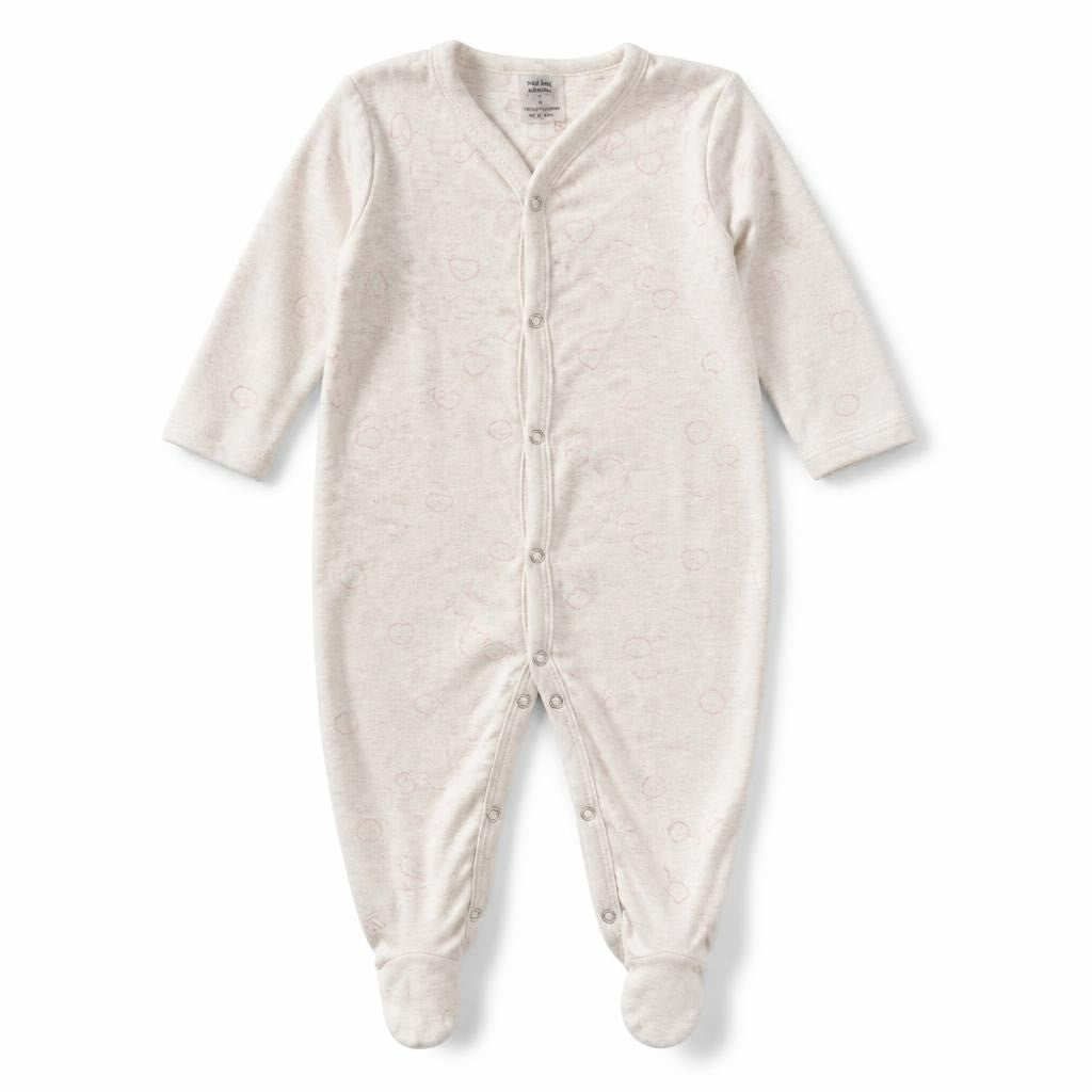 Gray Heart Print Footed Baby Sleepsuit - pre-loved at Why Go Less, Lebanon