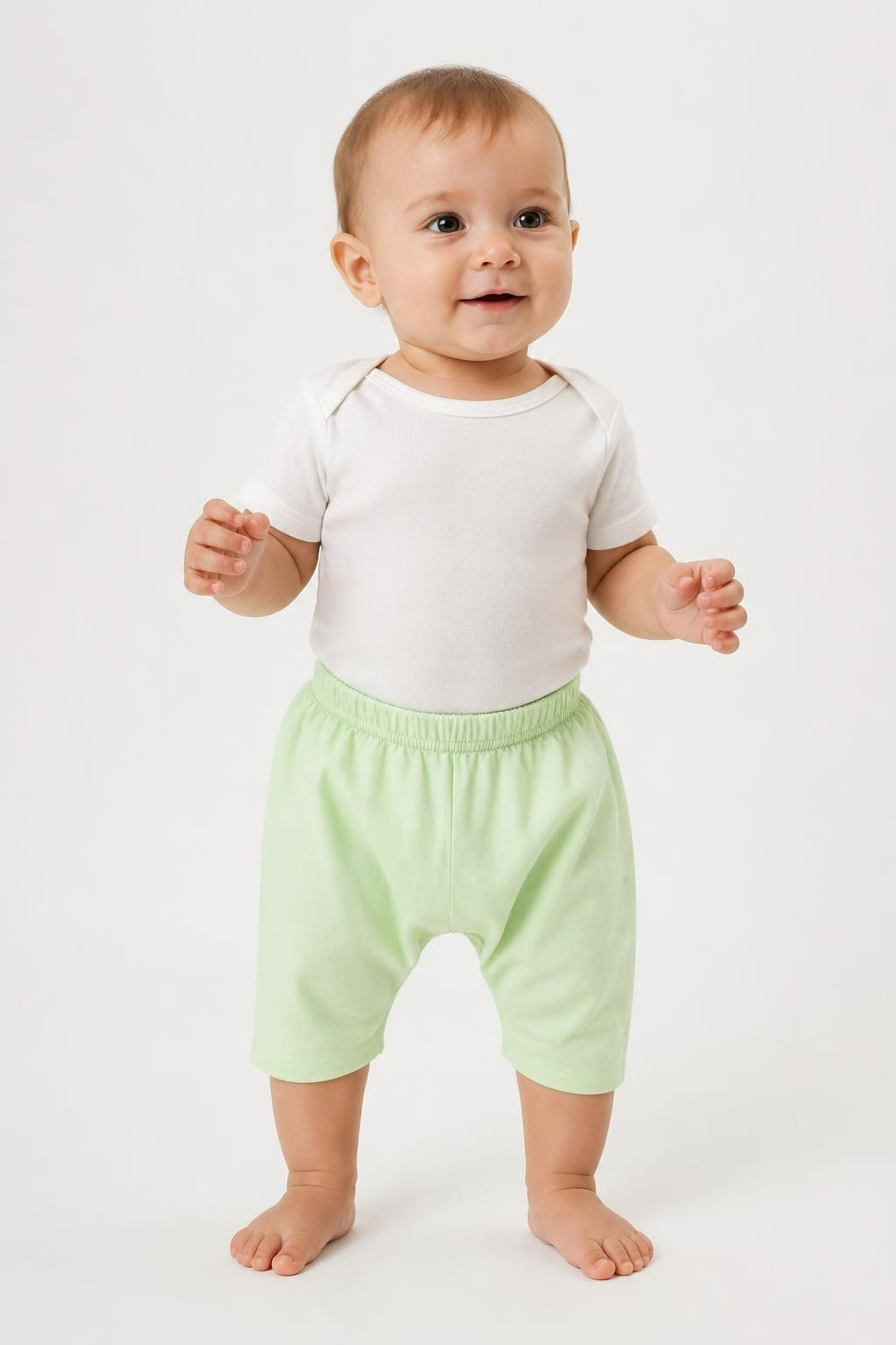 Baby Green Elastic Waist Shorts Mint - pre-loved at Why Go Less, Lebanon