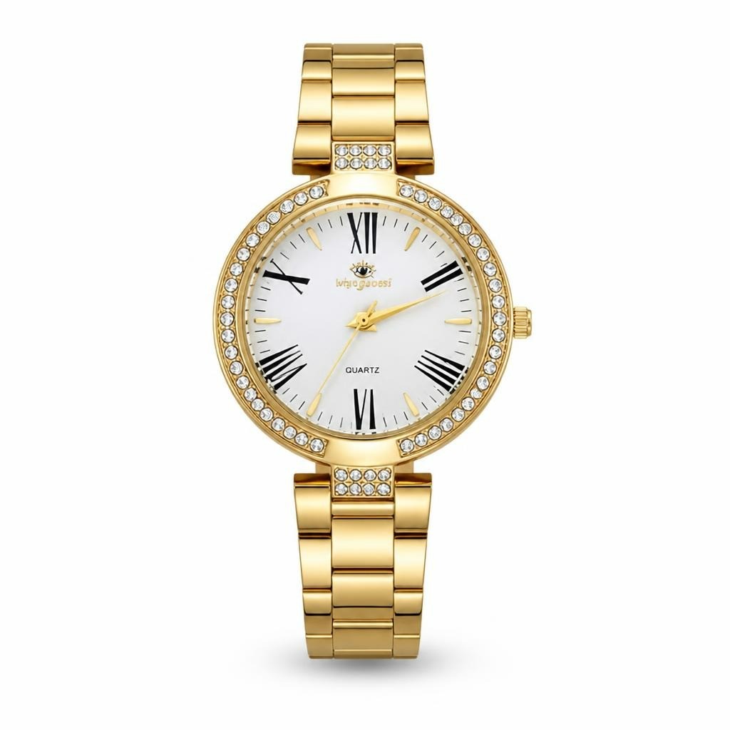 Gold Crystal Quartz Watch - pre-loved at Why Go Less, Lebanon