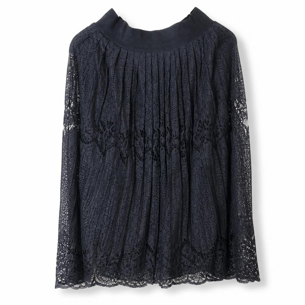 Black Lace Long Sleeve Pleated Skirt - pre-loved at Why Go Less, Lebanon