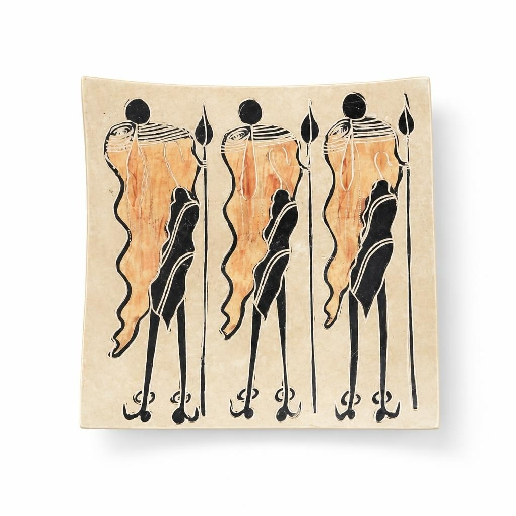 African Maasai Warriors Ink Painting on Paper - pre-loved at Why Go Less, Lebanon