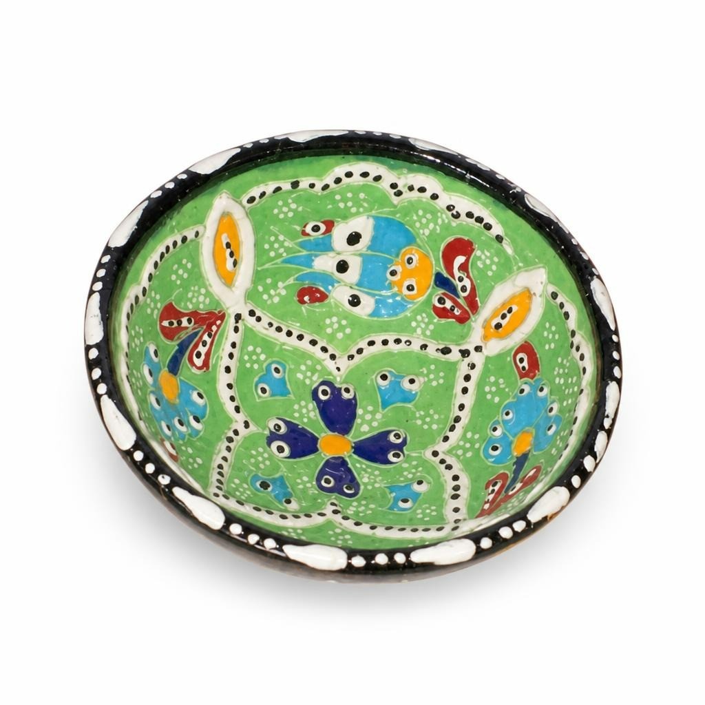 Hand-painted Green Ceramic Decorative Bowl - pre-loved at Why Go Less, Lebanon