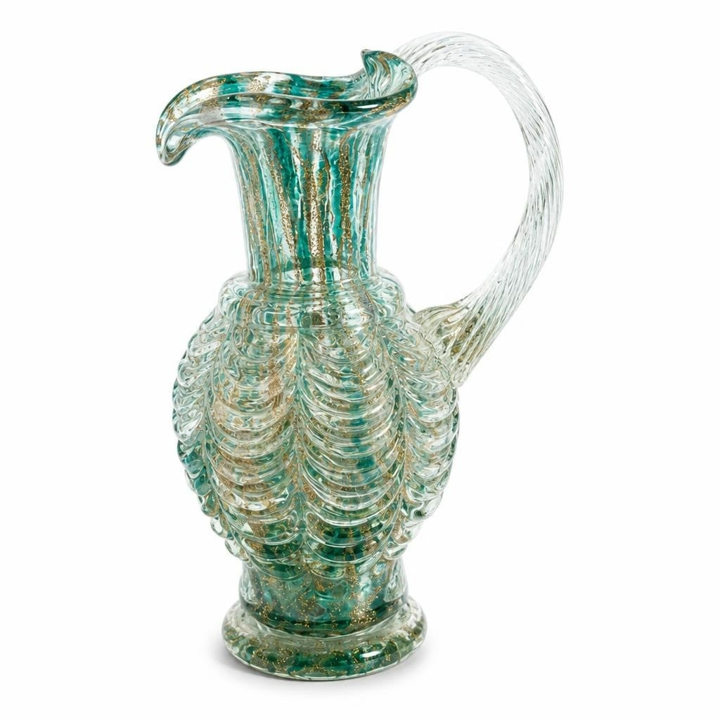Teal Swirled Glass Pitcher/ewer Decorative - pre-loved at Why Go Less, Lebanon