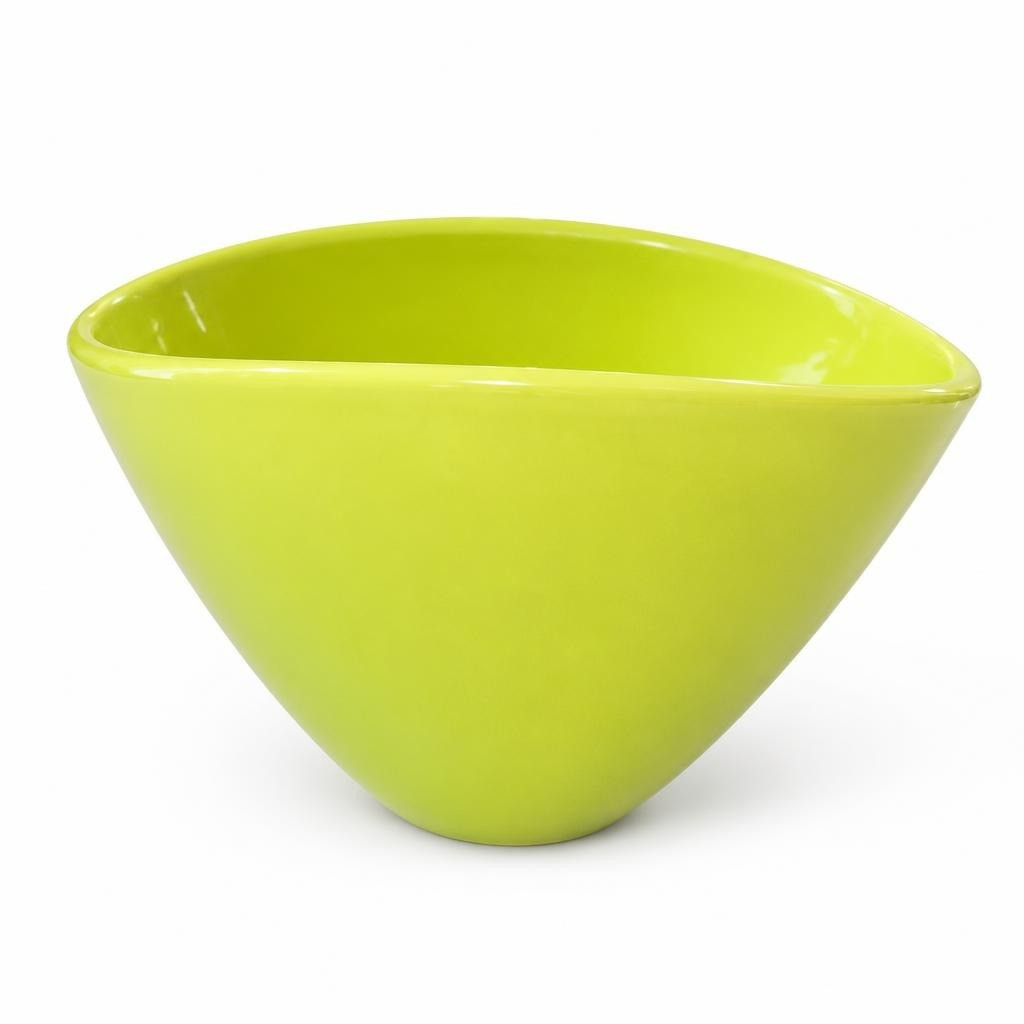 Lime Green Geometric Glossy Ceramic Bowl - pre-loved at Why Go Less, Lebanon