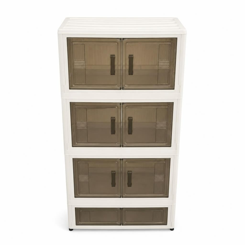 Plastic Storage Cabinet White & Brown 4-tier - pre-loved at Why Go Less, Lebanon