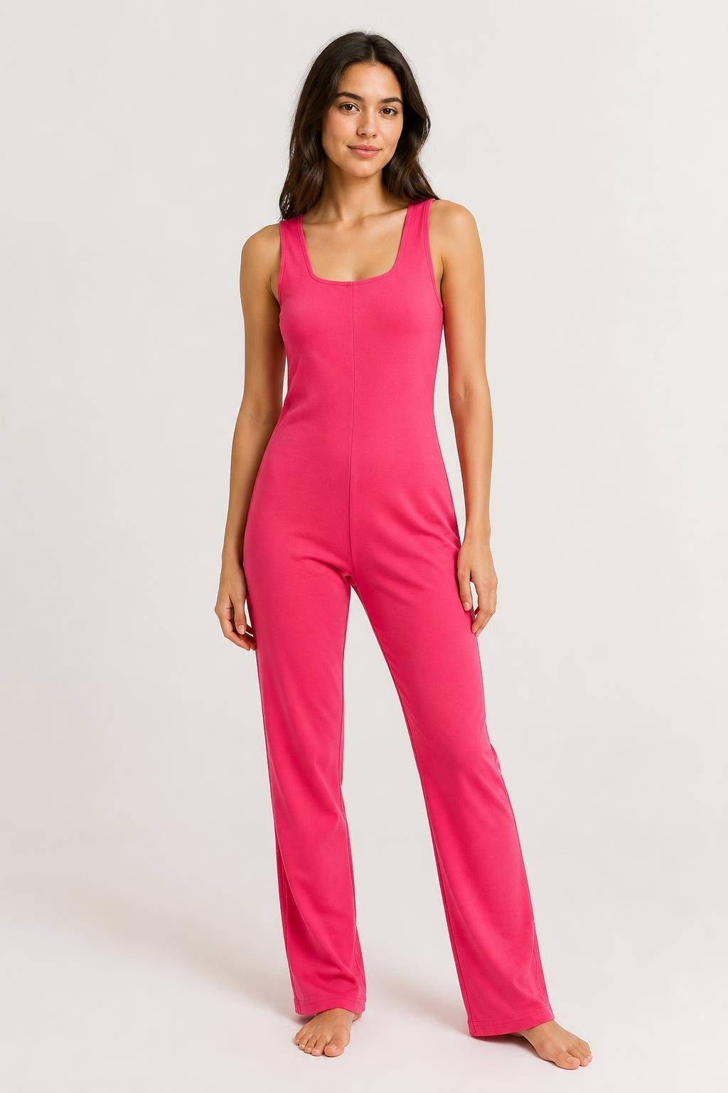 Hot Pink Sleeveless Full-length Jumpsuit - pre-loved at Why Go Less, Lebanon