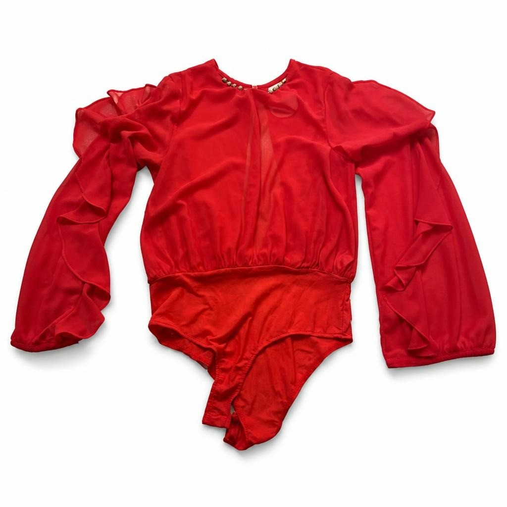 BOSS Red Sheer Long-sleeve Bodysuit - new at Why Go Less, Lebanon