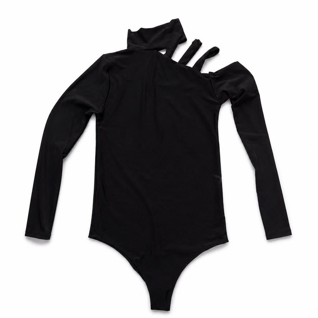 Black Lace-up Gold Eyelet Long-sleeve Bodysuit - pre-loved at Why Go Less, Lebanon