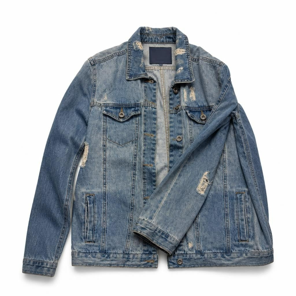 Only Distressed Denim Jacket, Light Blue - pre-loved at Why Go Less, Lebanon