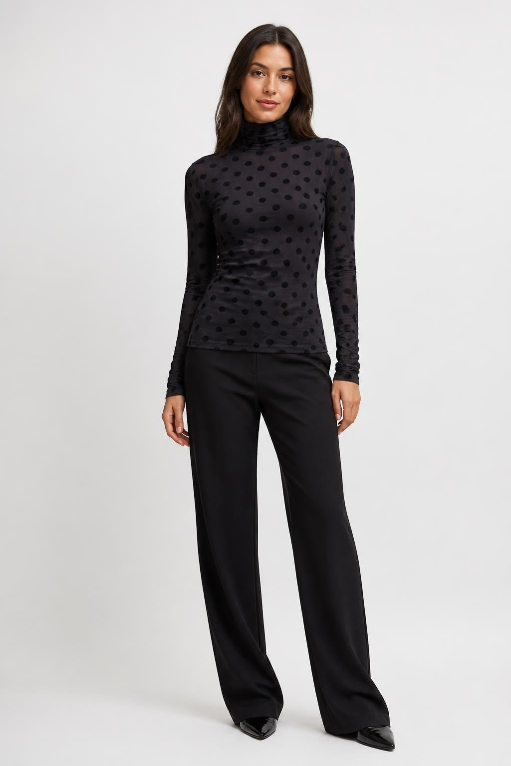 Forever 21 Polka Dot Turtleneck Top, Grey, S - pre-loved at Why Go Less, Lebanon