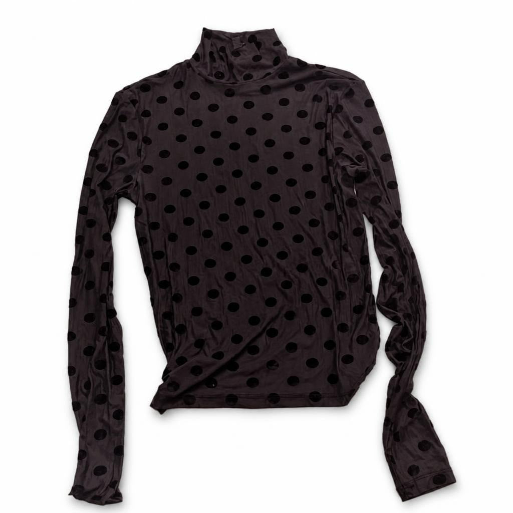 Forever 21 Polka Dot Turtleneck Top, Grey, S - pre-loved at Why Go Less, Lebanon