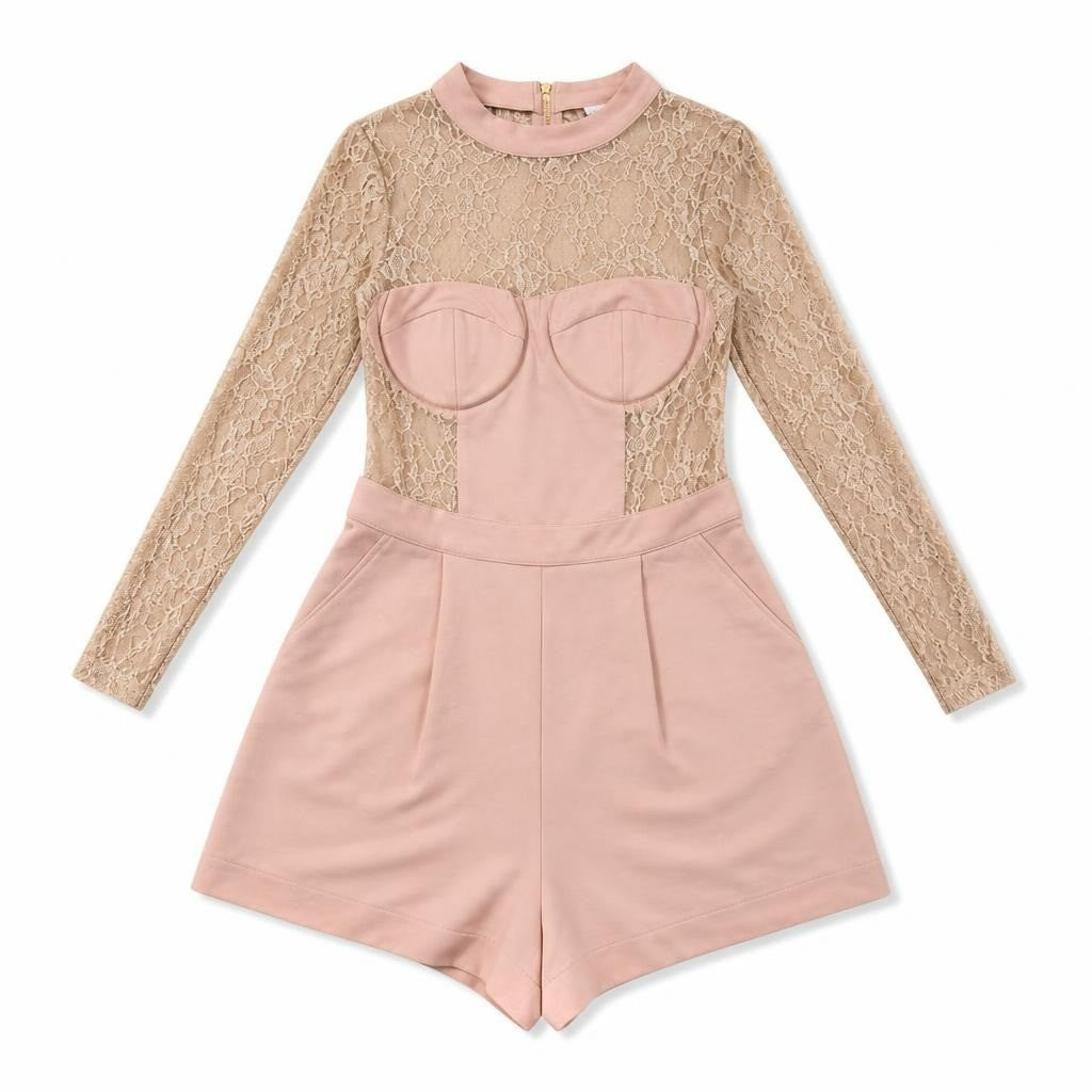 Tally Weijl Lace Bustier Romper, Blush Pink, S - pre-loved at Why Go Less, Lebanon