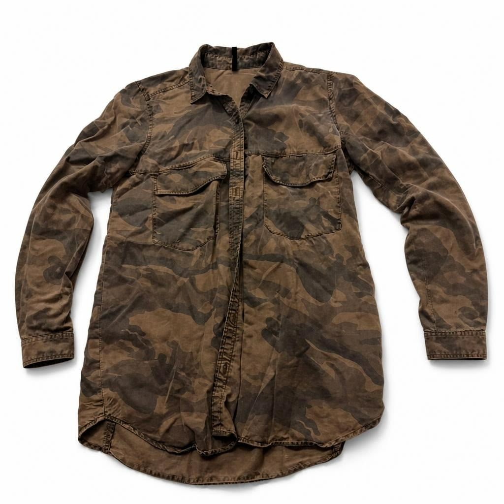 Stradivarius Camouflage Button-up Shirt Size S - pre-loved at Why Go Less, Lebanon