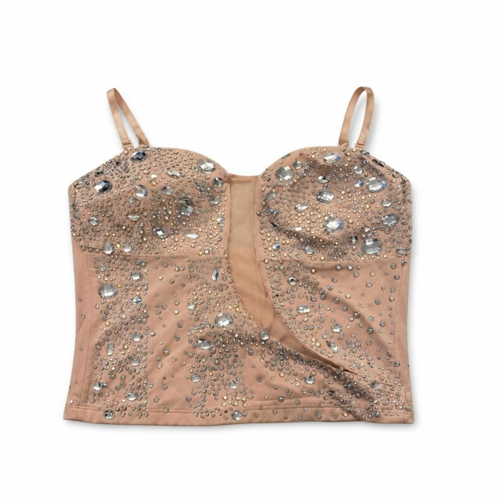 Rhinestone Embellished Blush Corset Crop Top NWT - new at Why Go Less, Lebanon