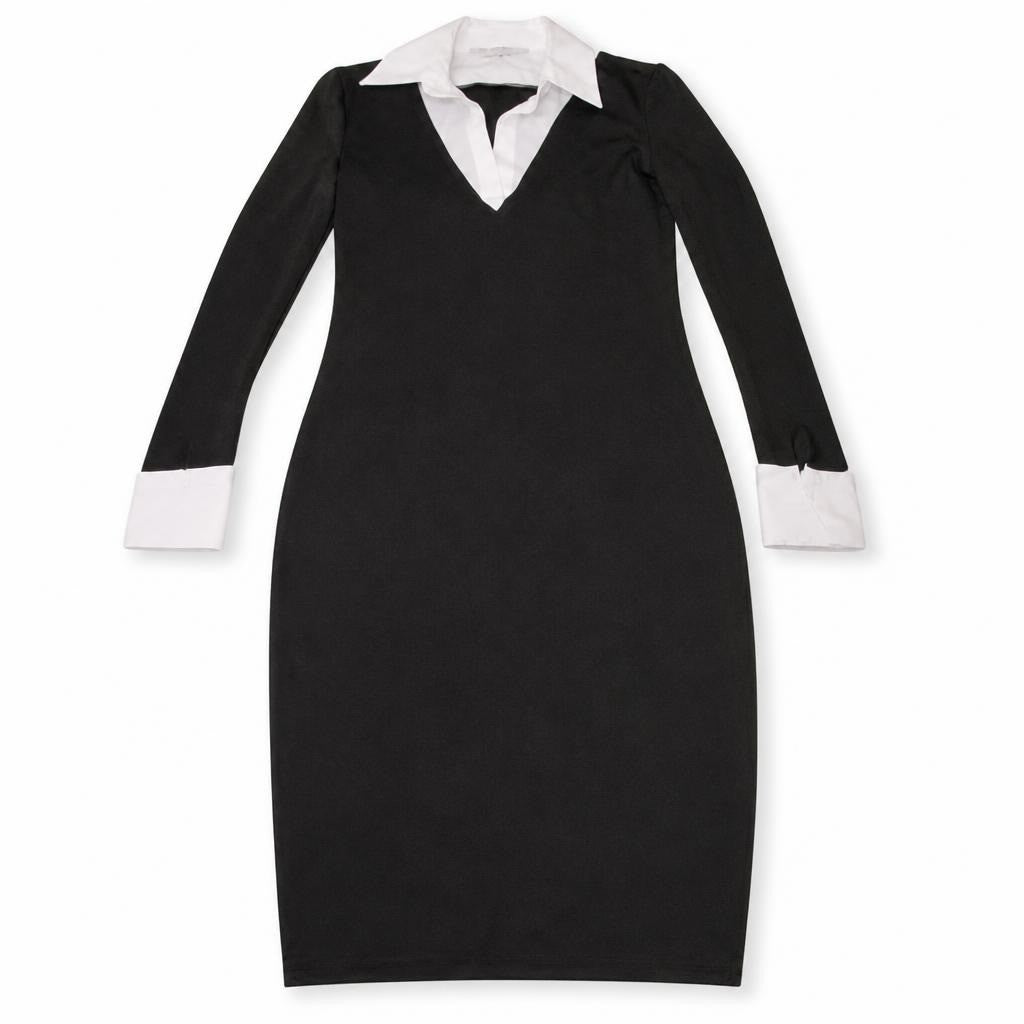 Black & White Collar Dress, Size S, Qesto - pre-loved at Why Go Less, Lebanon