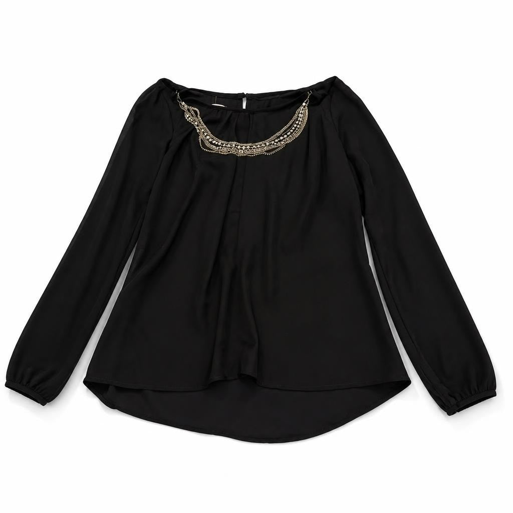 Black Chiffon Top with Jewel Neckline - new at Why Go Less, Lebanon