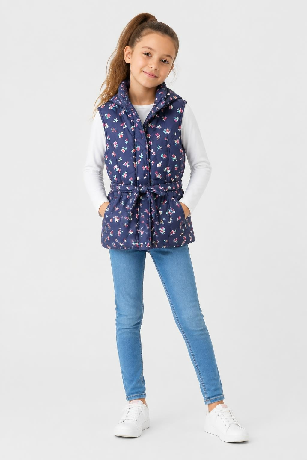 Mother Care Floral Navy Puffer Vest Kids - pre-loved at Why Go Less, Lebanon