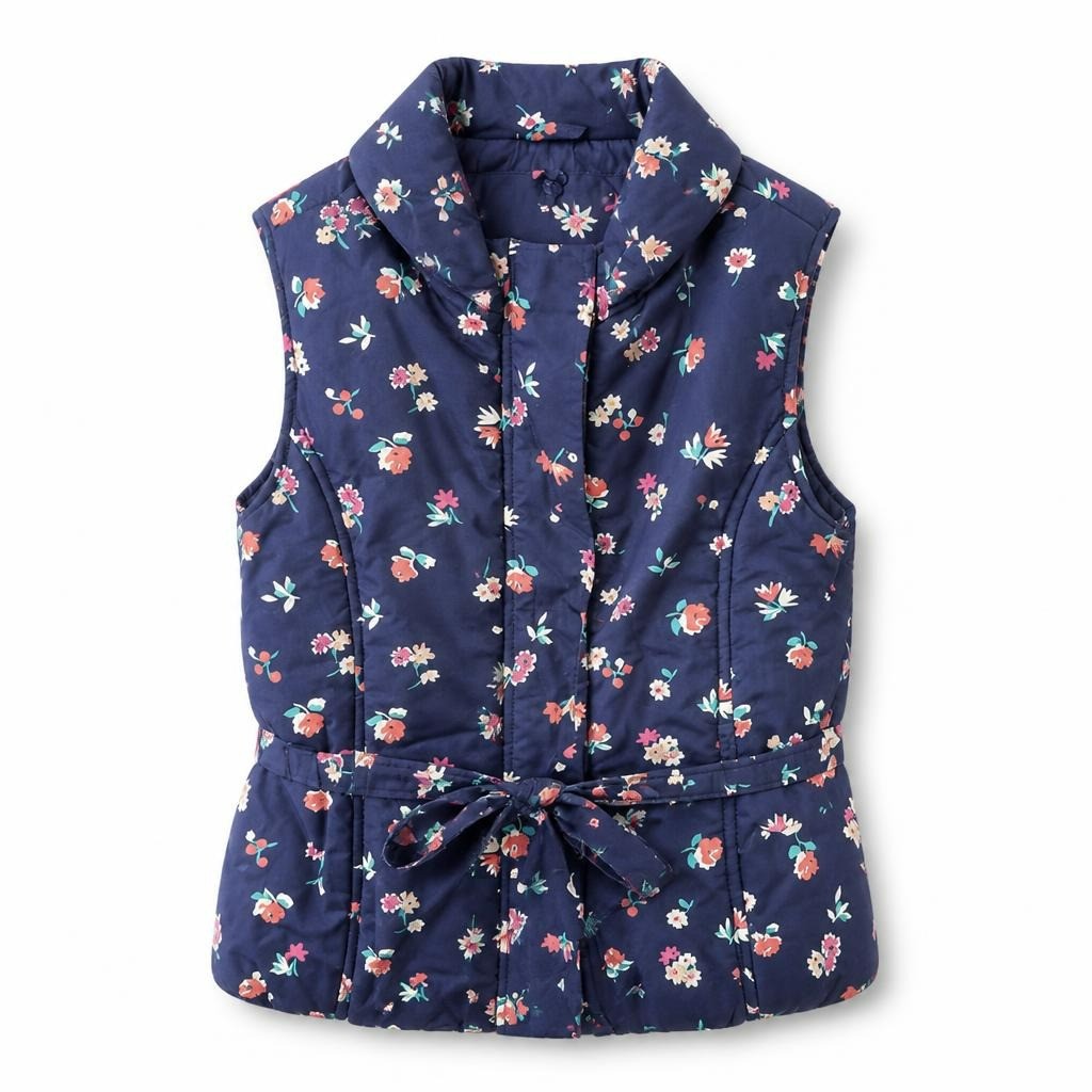 Mother Care Floral Navy Puffer Vest Kids - pre-loved at Why Go Less, Lebanon