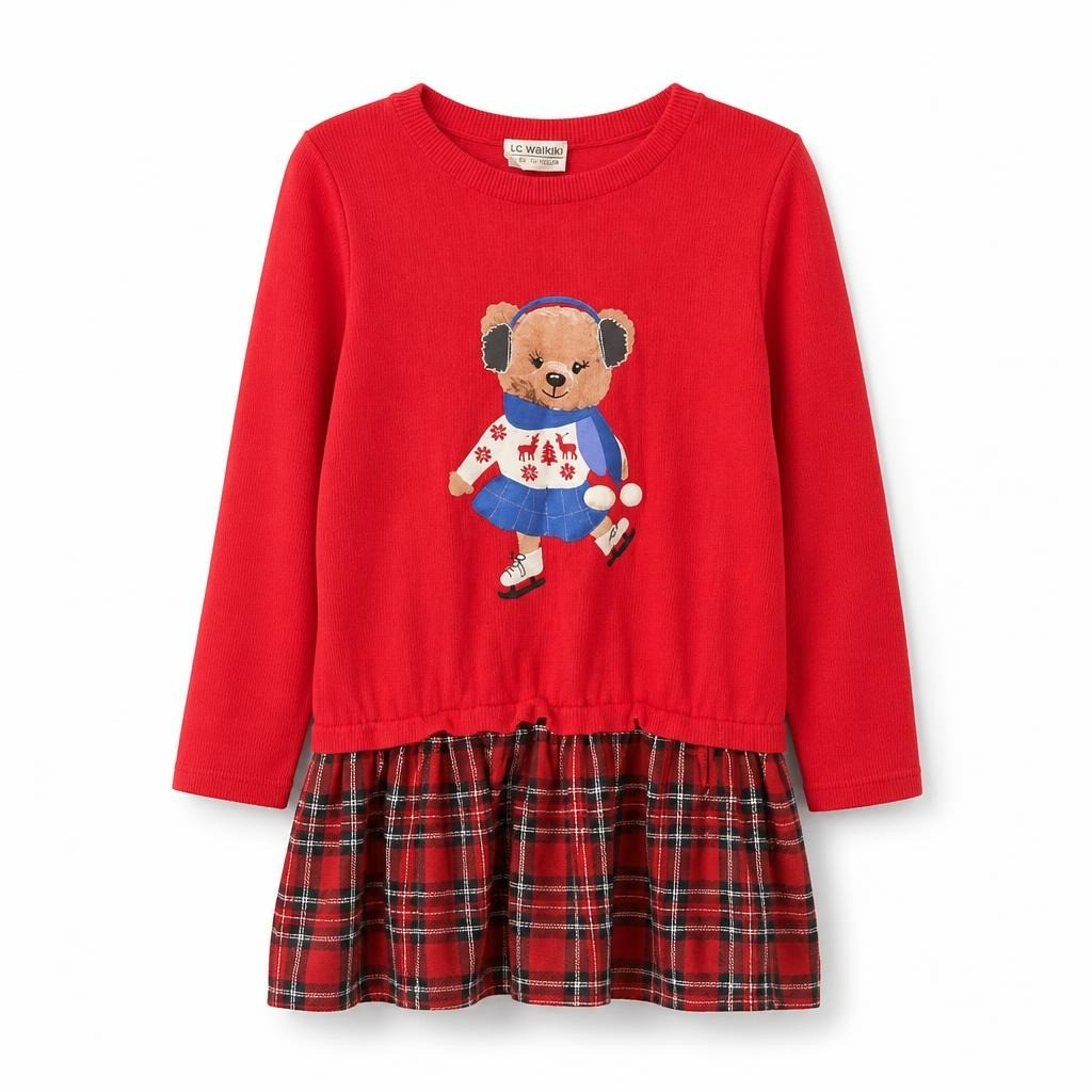 LC Waikiki Kids Red Bear Knit Dress Set - pre-loved at Why Go Less, Lebanon