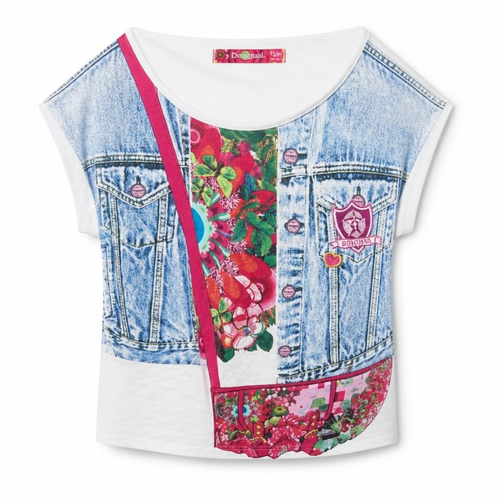 Desigual Graphic Print White T-shirt, Size 13/14 - pre-loved at Why Go Less, Lebanon