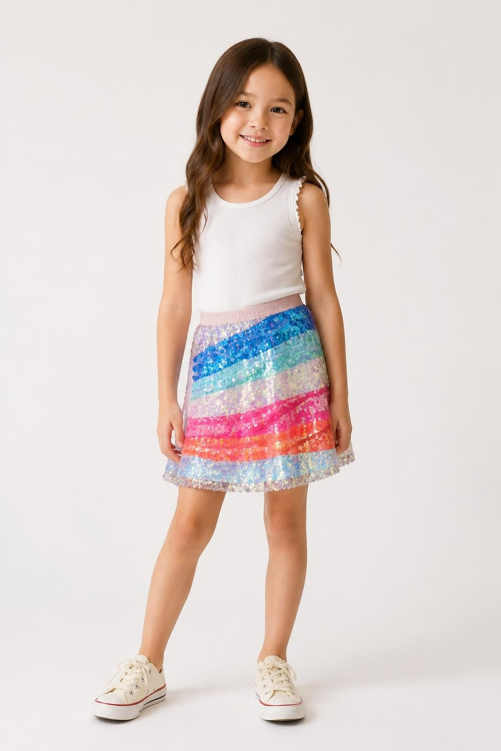 H&M Sequin Rainbow Mini Skirt, Girls - pre-loved at Why Go Less, Lebanon