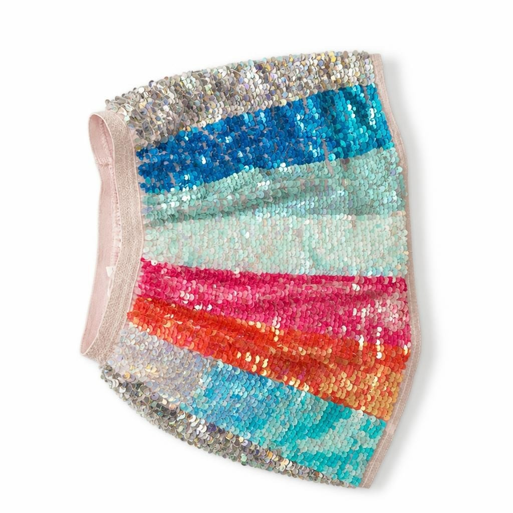H&M Sequin Rainbow Mini Skirt, Girls - pre-loved at Why Go Less, Lebanon
