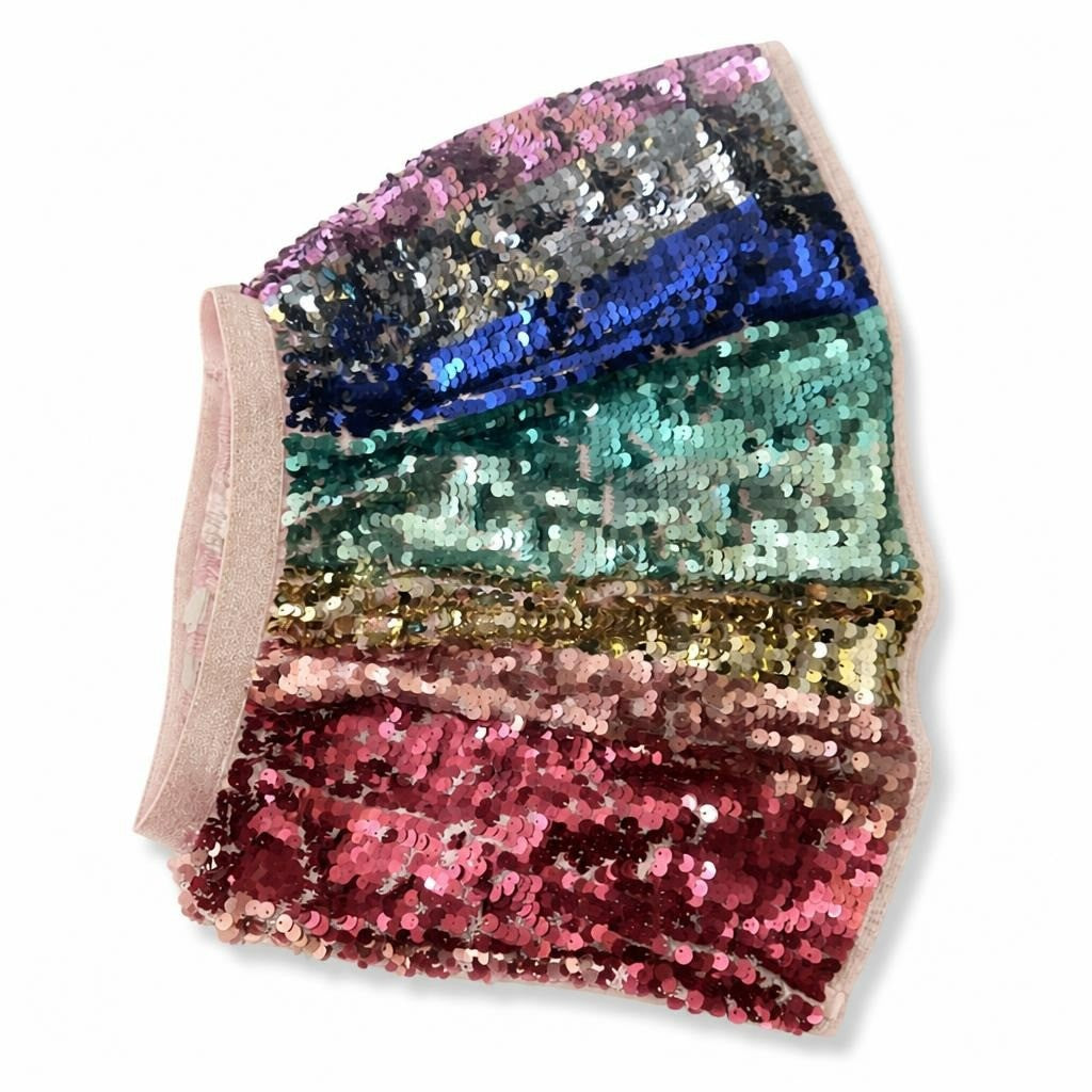 Multicolor Sequin Mini Skirt Rainbow Tiers - pre-loved at Why Go Less, Lebanon