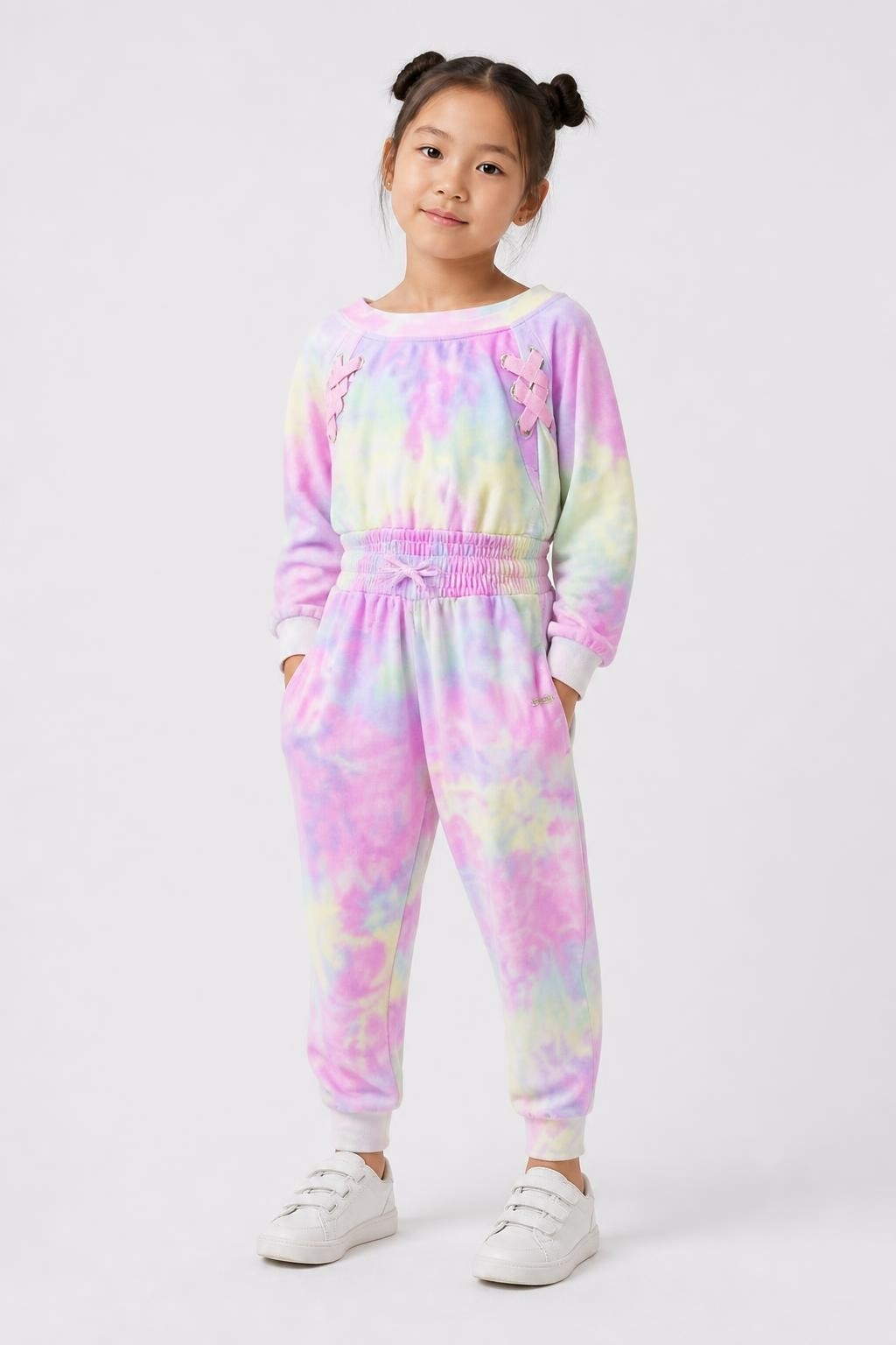 Justice Tie-dye Pastel Tracksuit Set Sweatshirt & Joggers - pre-loved at Why Go Less, Lebanon