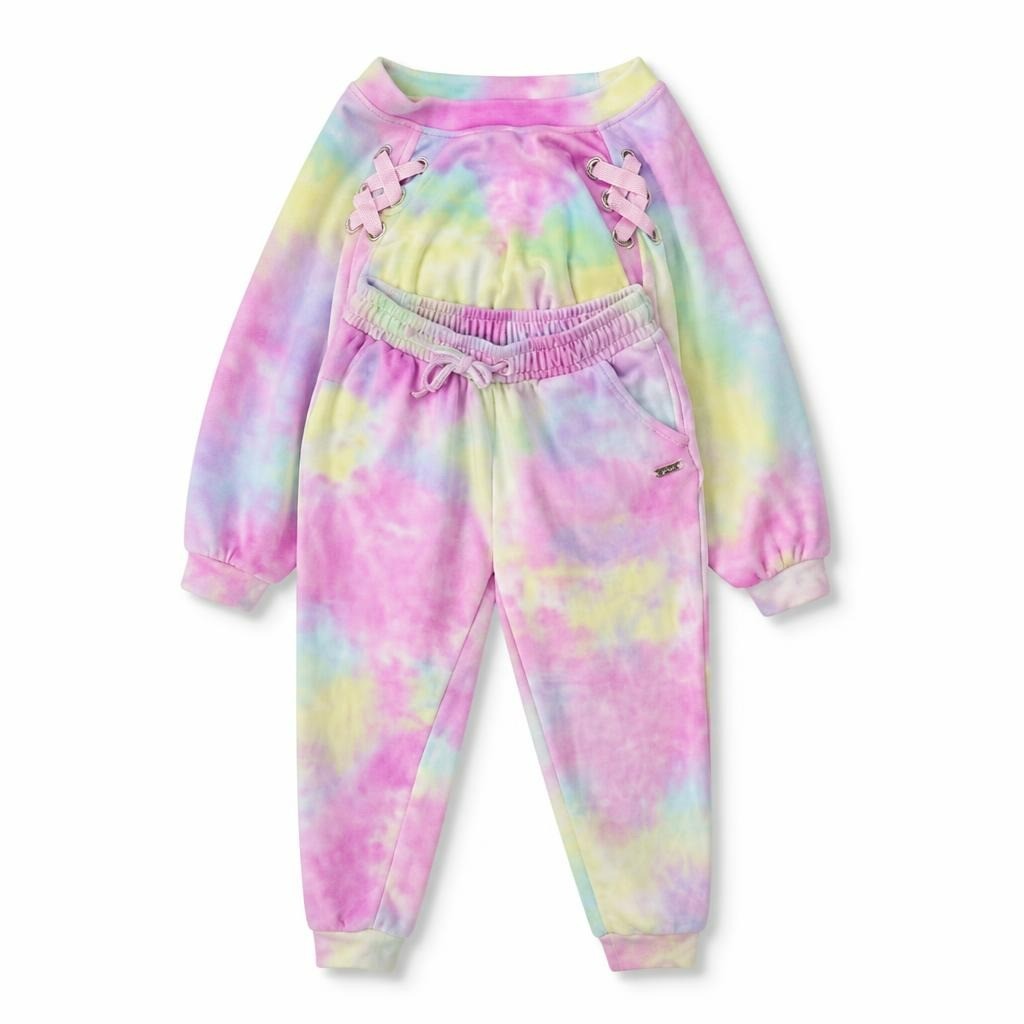 Justice Tie-dye Pastel Tracksuit Set Sweatshirt & Joggers - pre-loved at Why Go Less, Lebanon