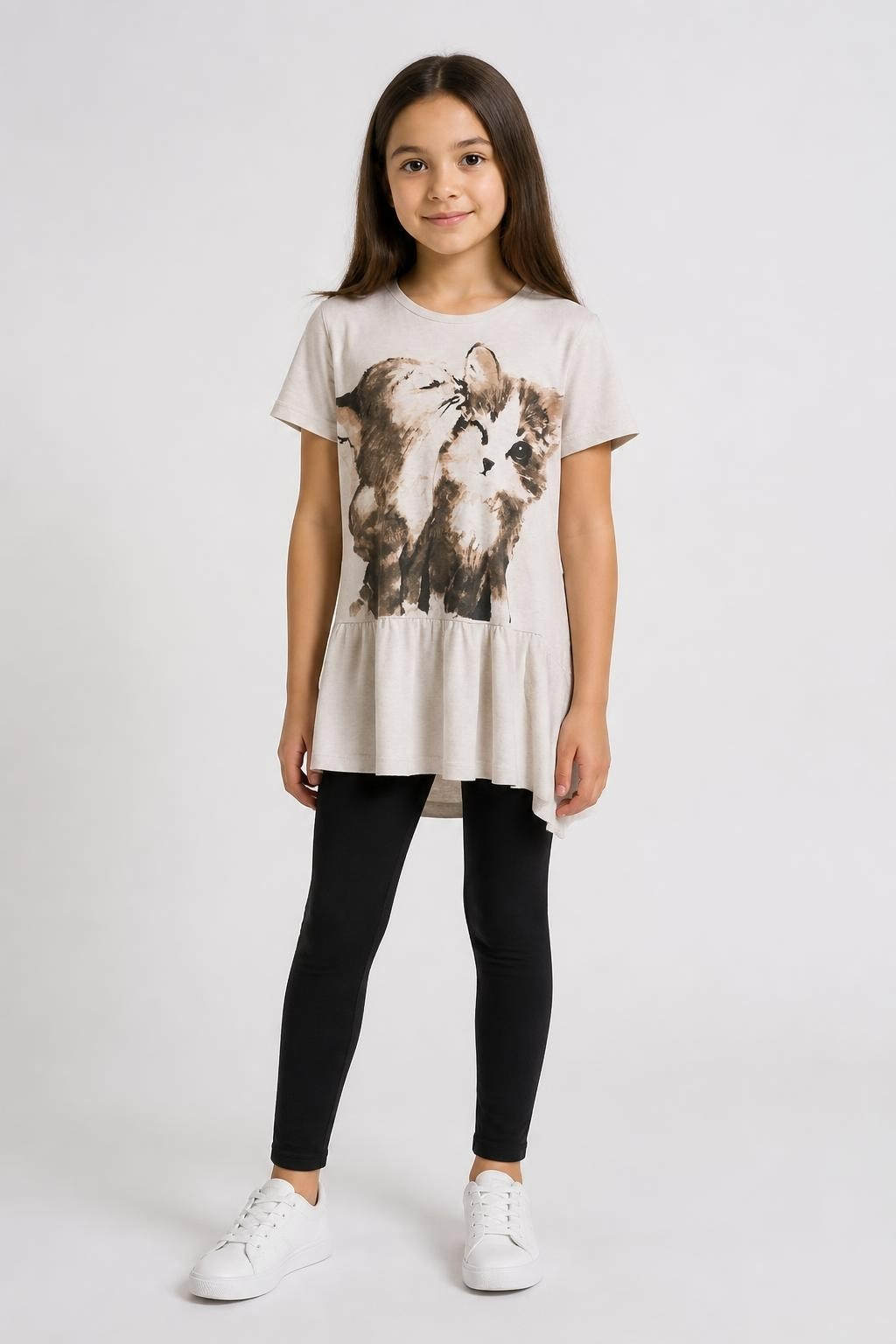 H&M Kids Cat Graphic Dress Grey - pre-loved at Why Go Less, Lebanon