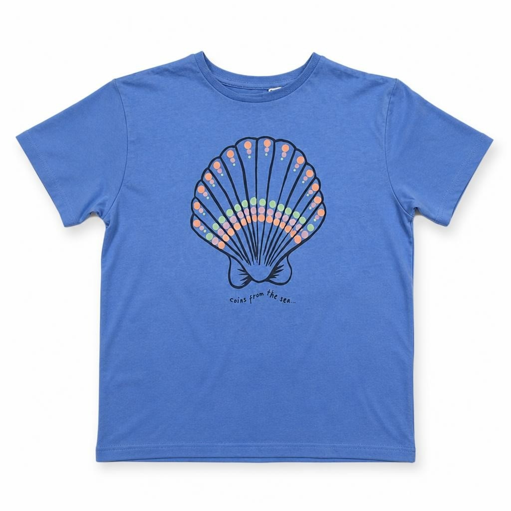 ZY Girl Blue Seashell Graphic Tee - pre-loved at Why Go Less, Lebanon