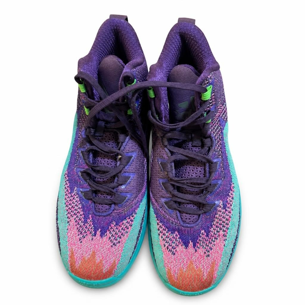 Adidas Colorful High-top Basketball Sneakers Purple Teal Pink - pre-loved at Why Go Less, Lebanon