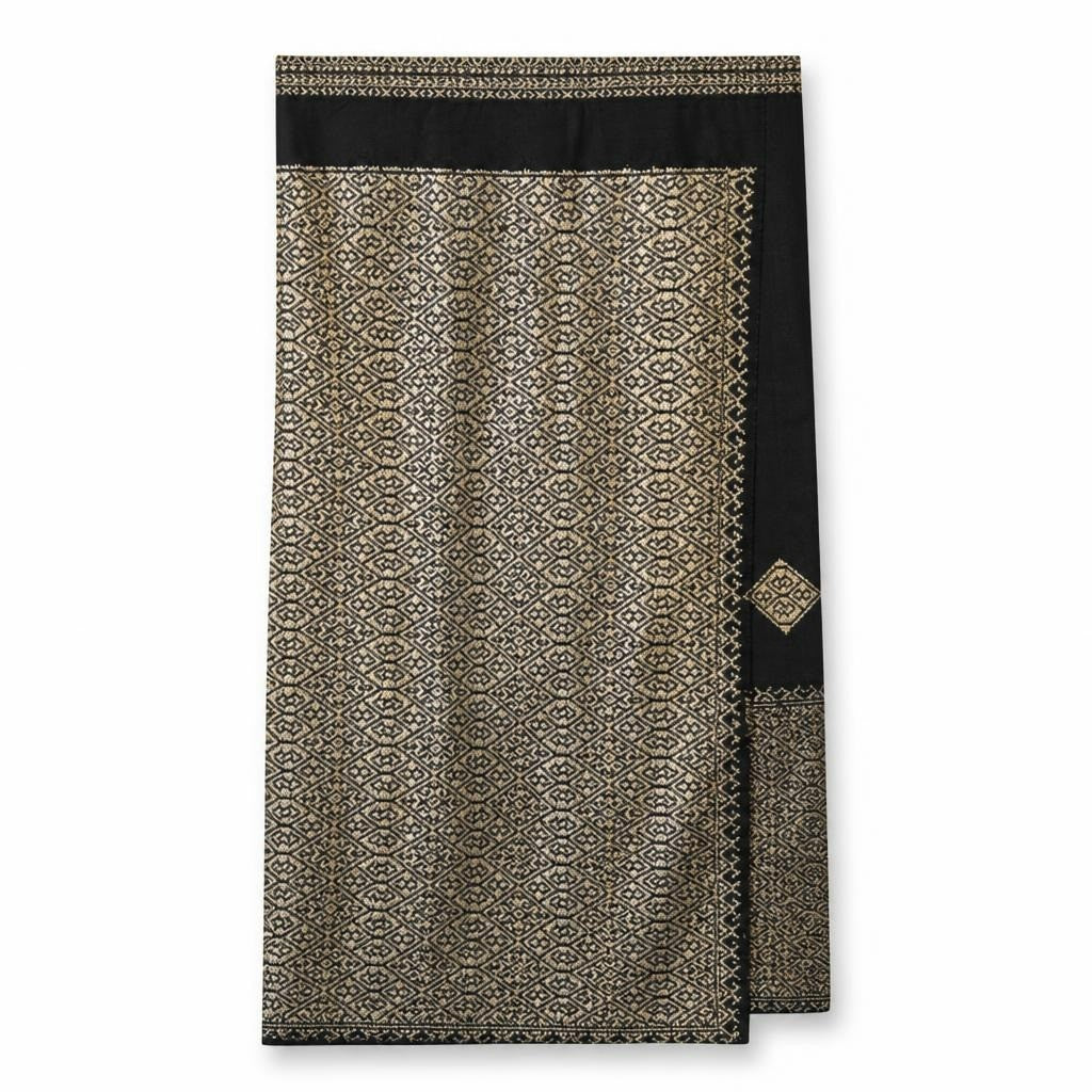 Black Gold Silver Brocade Metallic Midi Skirt - pre-loved at Why Go Less, Lebanon (2)