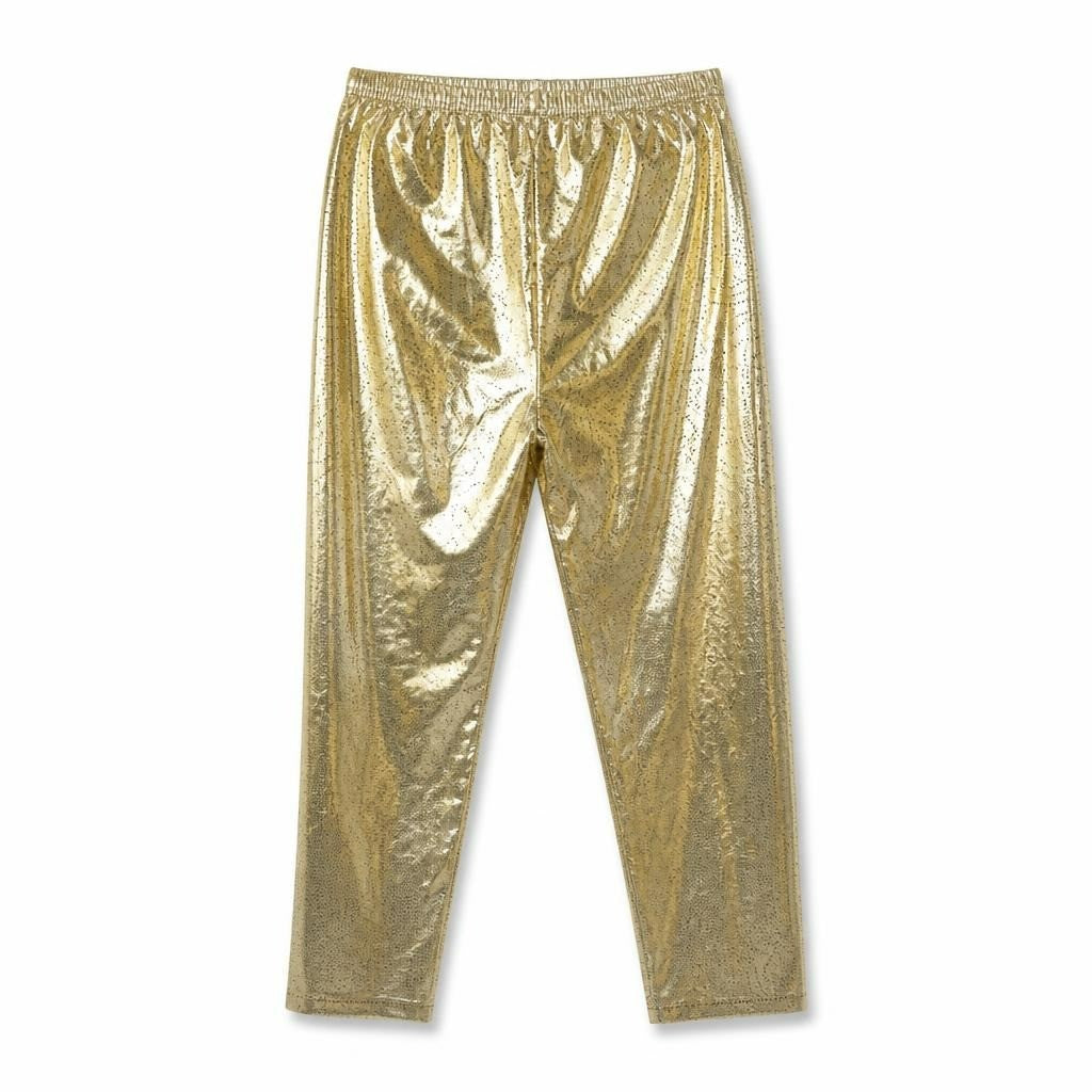 Gold Metallic Shimmer Elasticated Leggings - pre-loved at Why Go Less, Lebanon (2)