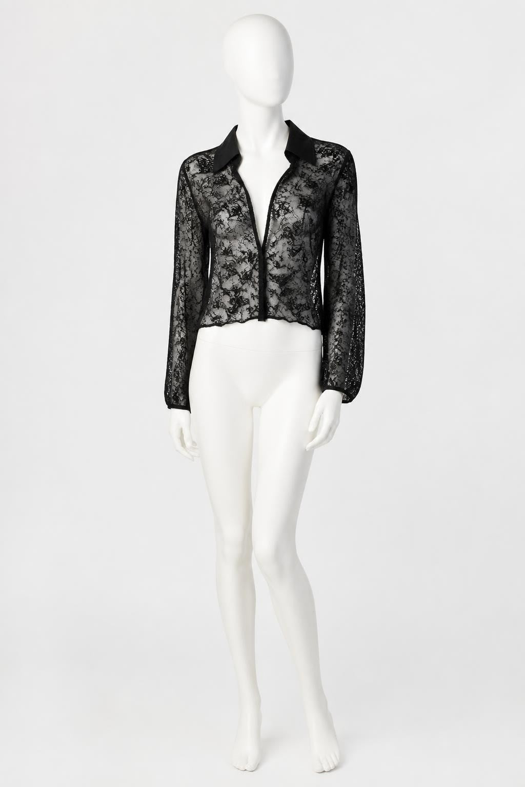 Black Floral Lace Open-front Cropped Jacket - pre-loved at Why Go Less, Lebanon