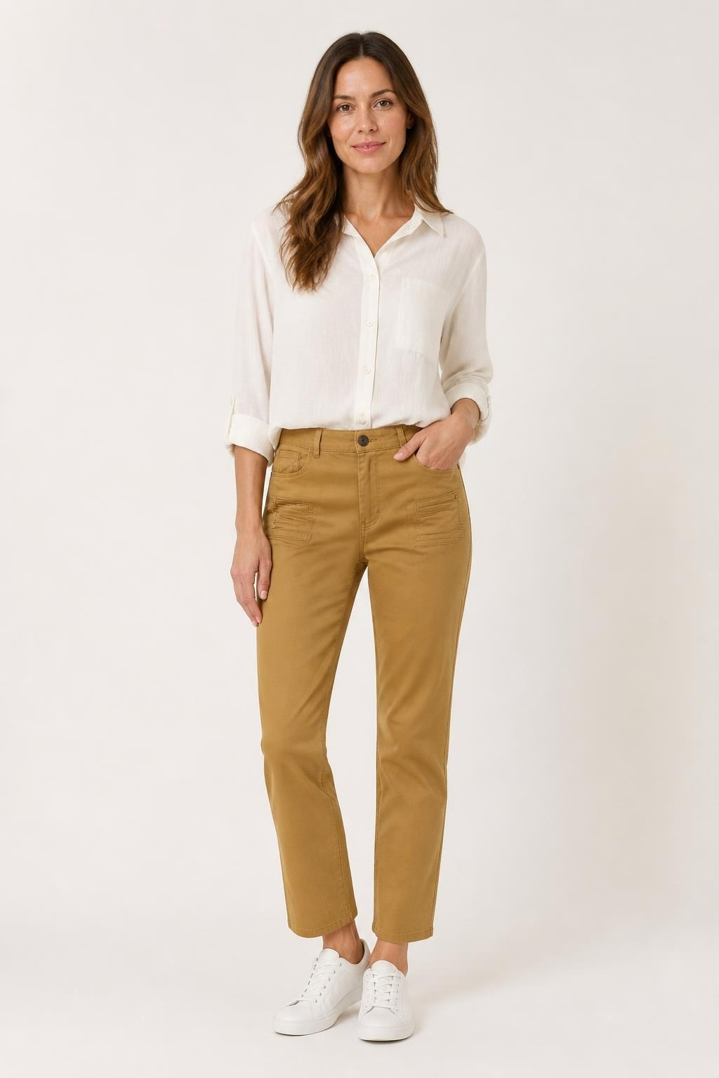 Mustard Yellow Straight-leg Trousers - pre-loved at Why Go Less, Lebanon