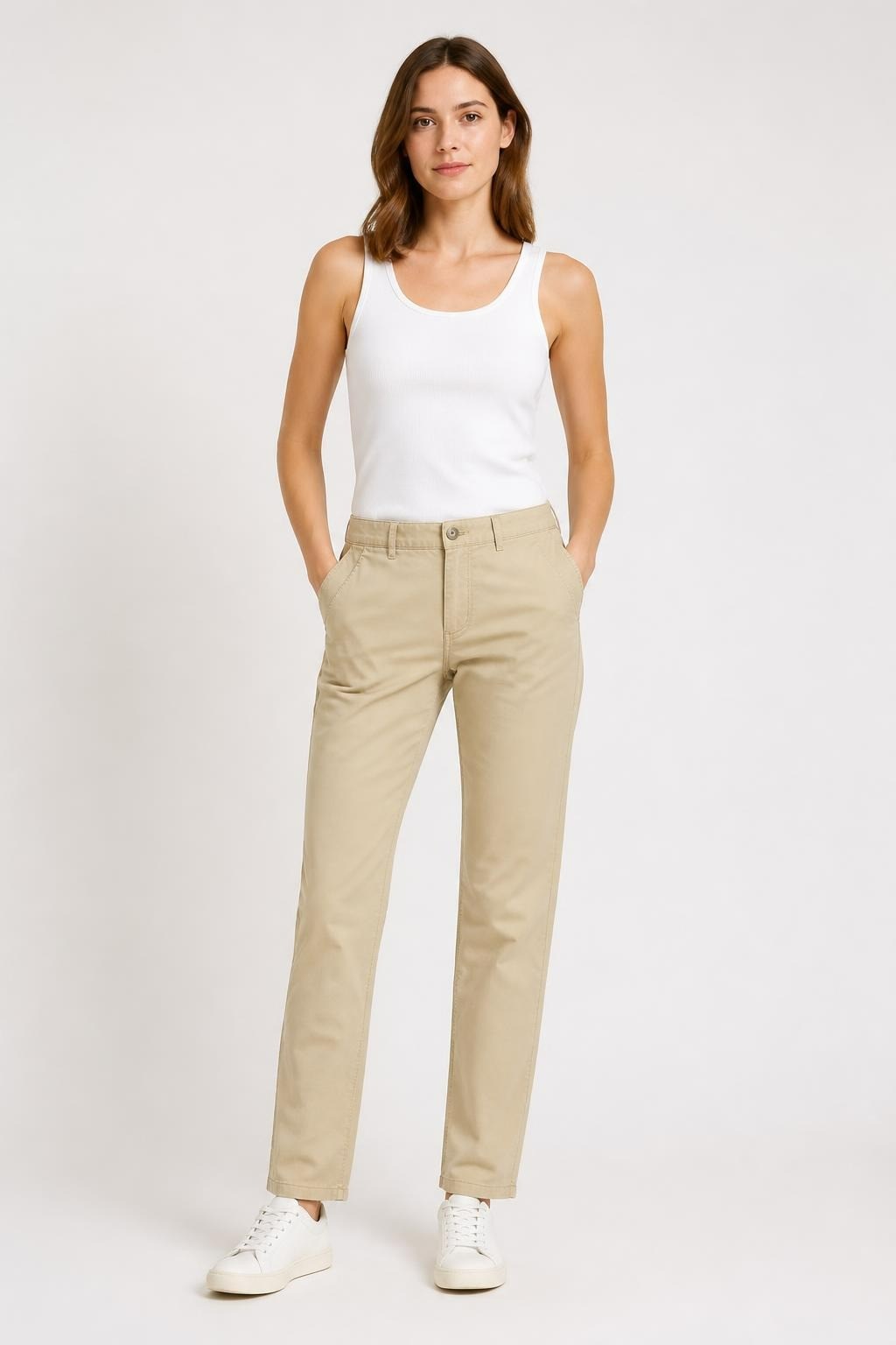 Beige Chino Trousers, Casual Fit - pre-loved at Why Go Less, Lebanon